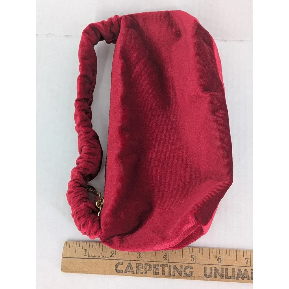 Estee Lauder Cosmetic Bag Red Velvet Ruched Handle‎ Star Zipper Makeup Purse GWP